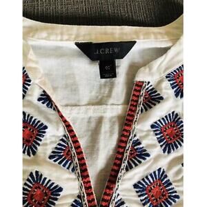 J.Crew Oversized Embroidered Linen Blend Top - 00